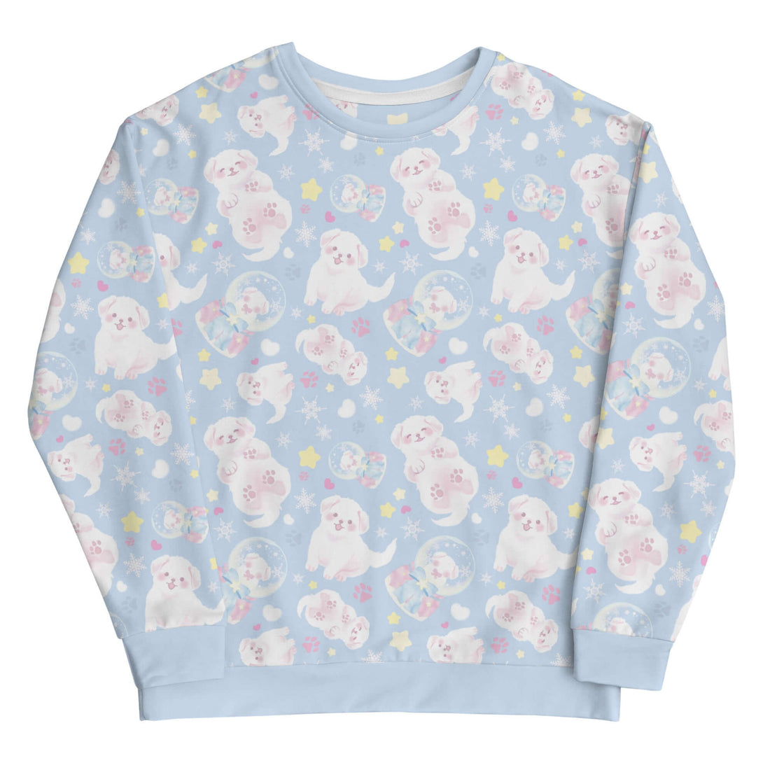 Cozy up in the Snow Puppy Sweatshirt, featuring adorable puppies and a soft, durable fabric for ultimate comfort.