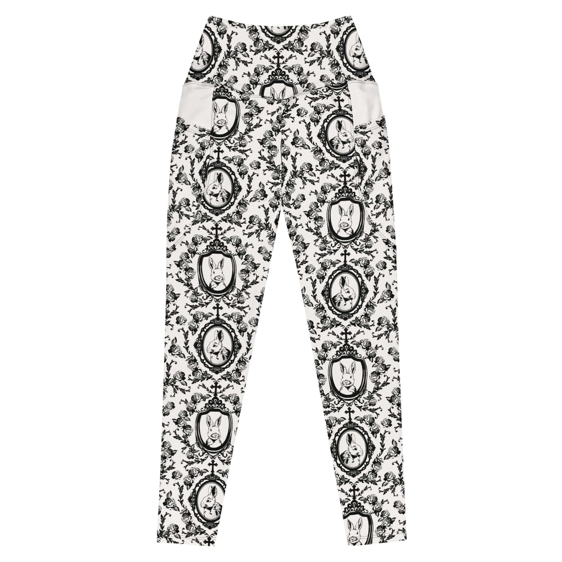 Stylish Premium Queen's Beloved Bunny Leggings with high-waisted comfort and unique bunny print design.