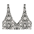 Queen's Beloved Bunny Padded Bikini Top features a chic rabbit print on a comfy, eco-friendly design. Perfect for summer!