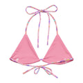 Glitter Gains Padded String Bikini Top in pink, featuring eco-friendly fabric and adjustable straps for summer styling.