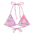 Glitter Gains Padded String Bikini Top features a fun all-over print, perfect for summer styling and eco-friendly enjoyment.
