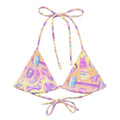 Stylish Glitter Gains Padded String Bikini Top featuring vibrant prints, soft recycled fabric, and adjustable straps.