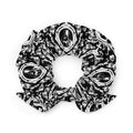 Stylish Queen's Beloved Bunny Scrunchie featuring a chic black and white floral design, perfect for elegant hair styling.