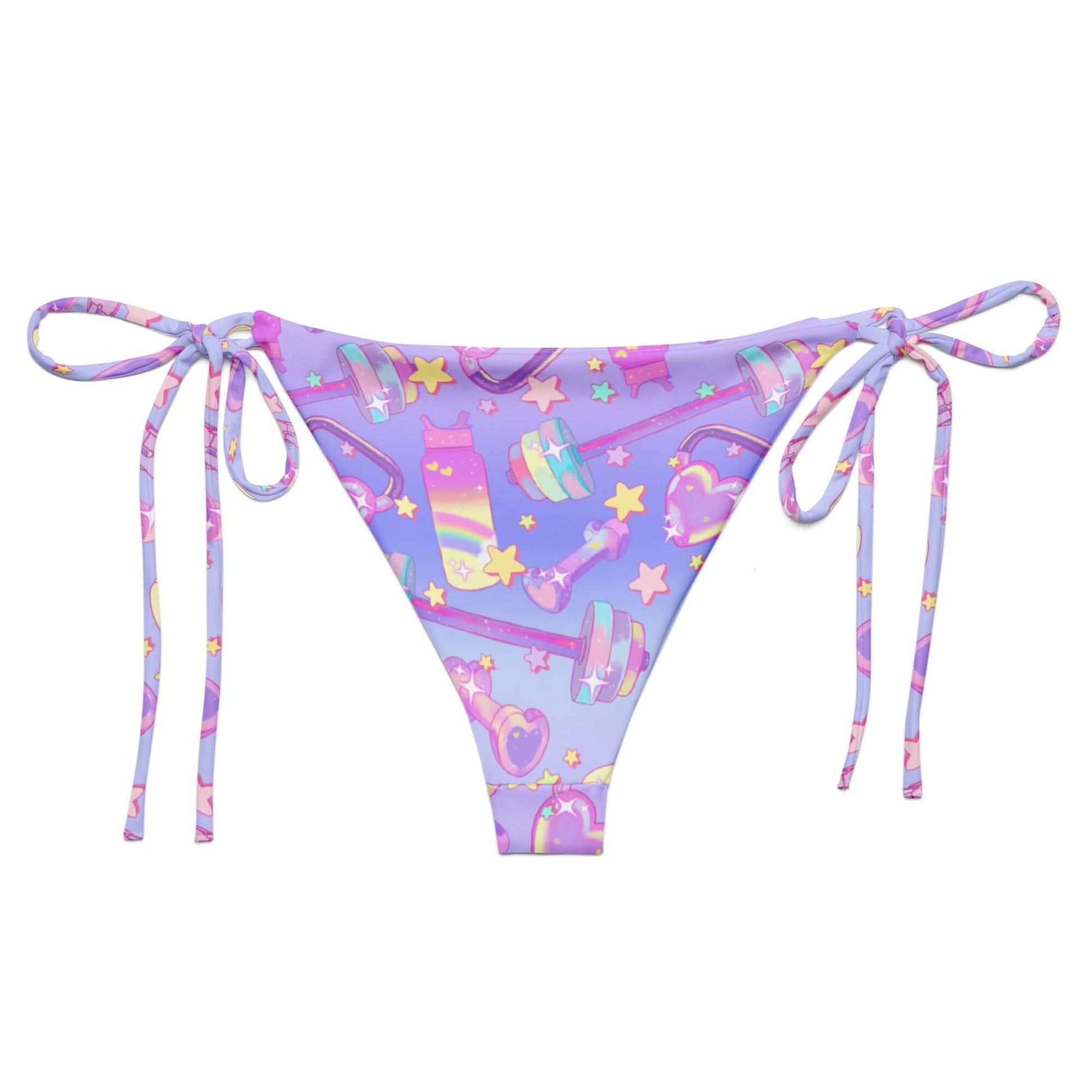 Embrace summer vibes in the Glitter Gains String Bikini Bottom, perfect for sunbathing by the pool with a stylish print.