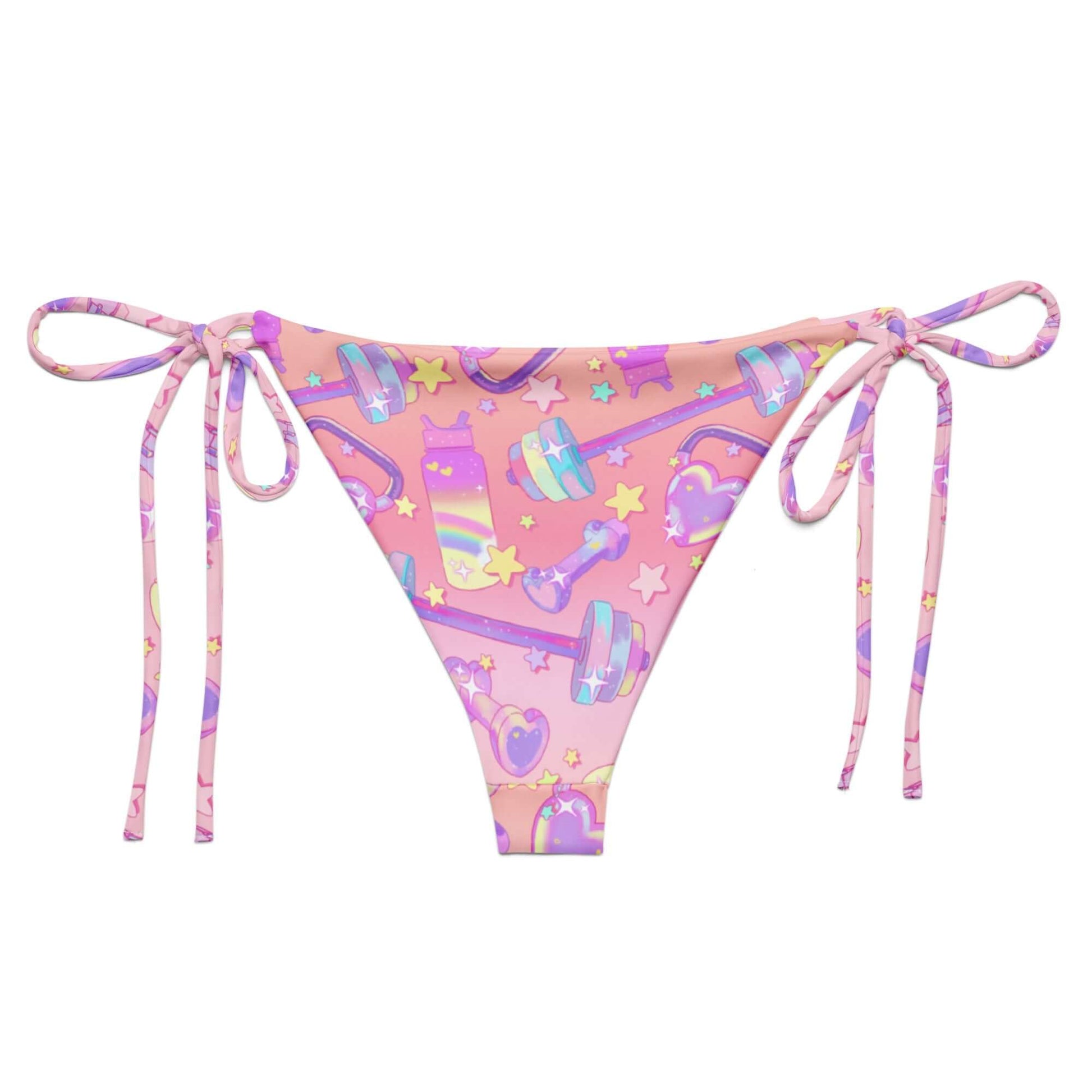 Glitter Gains String Bikini Bottom features a vibrant print and adjustable ties, perfect for poolside relaxation this summer.