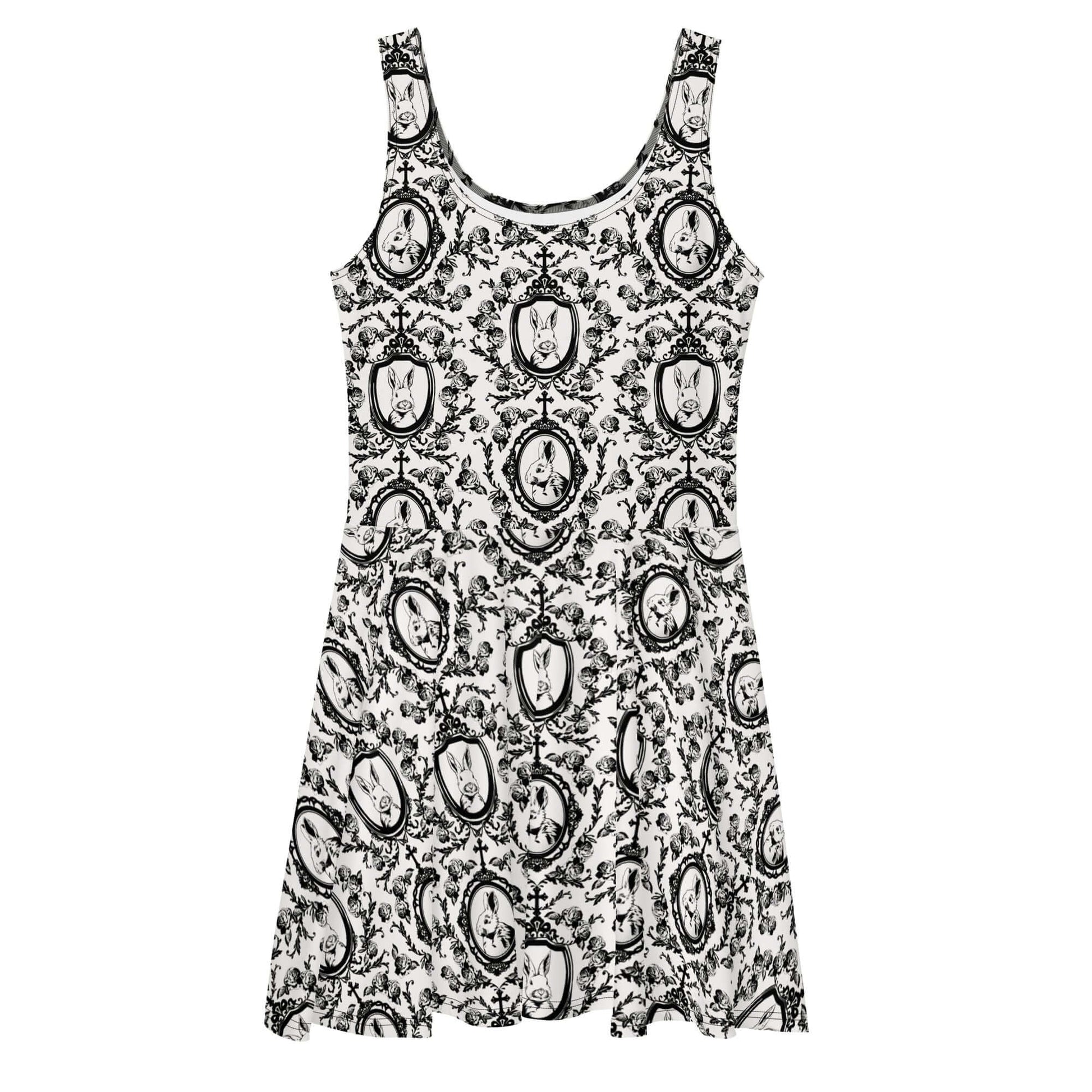 Elegant Queen's Beloved Bunny Skater Dress features a flared skirt and intricate design, perfect for stylish outings.