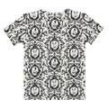 Elegant Queen's Beloved Bunny T-shirt features a chic black-and-white floral motif for stylish comfort.