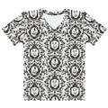 Elegant Queen's Beloved Bunny T-shirt featuring black-and-white motifs, perfect for stylish comfort.