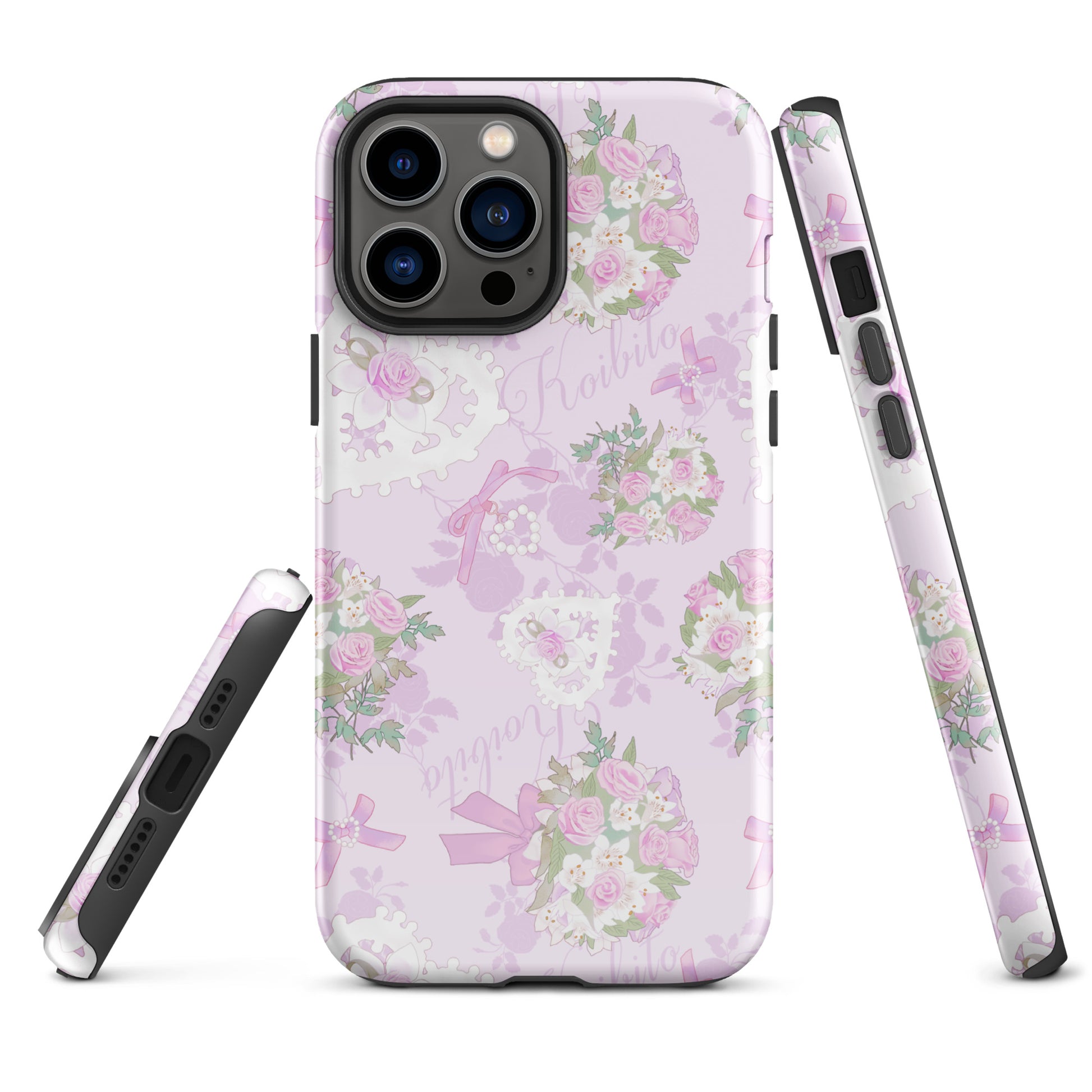 Stylish Anniversary iPhone® Tough Case features floral design with dual-layer protection for maximum impact absorption.