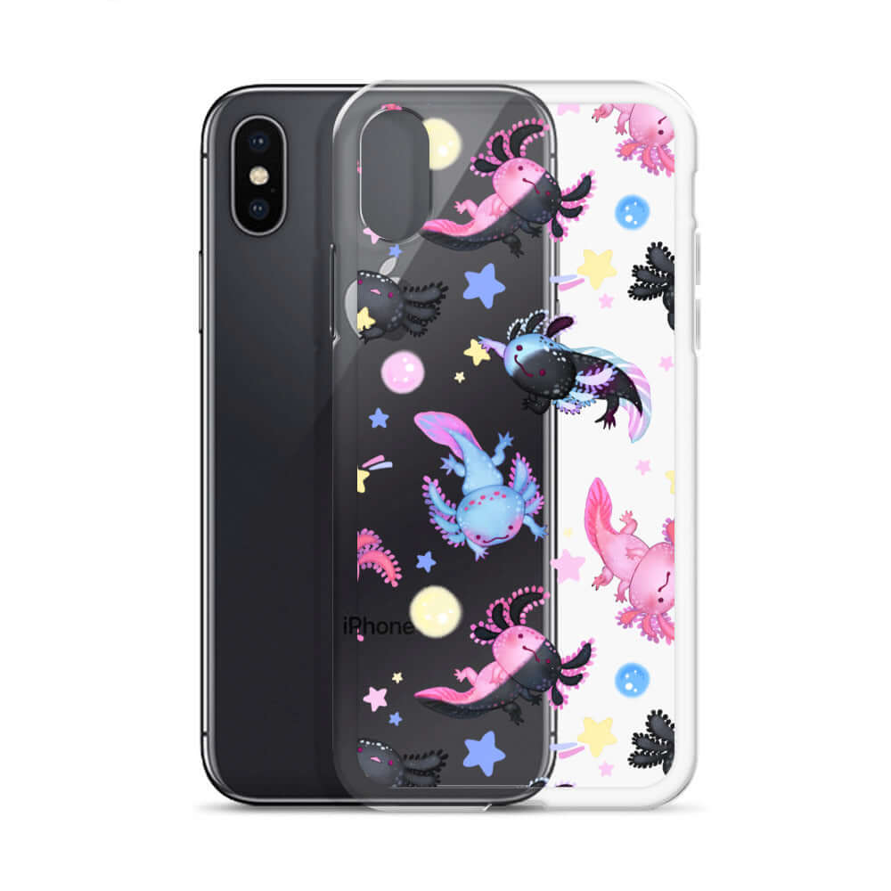 Sleek Axolotl iPhone® Clear Case offers stylish protection with a solid back and flexible sides for easy use.
