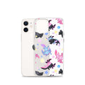 Sleek Axolotl iPhone® Clear Case featuring colorful axolotls, providing excellent protection and easy access to ports.