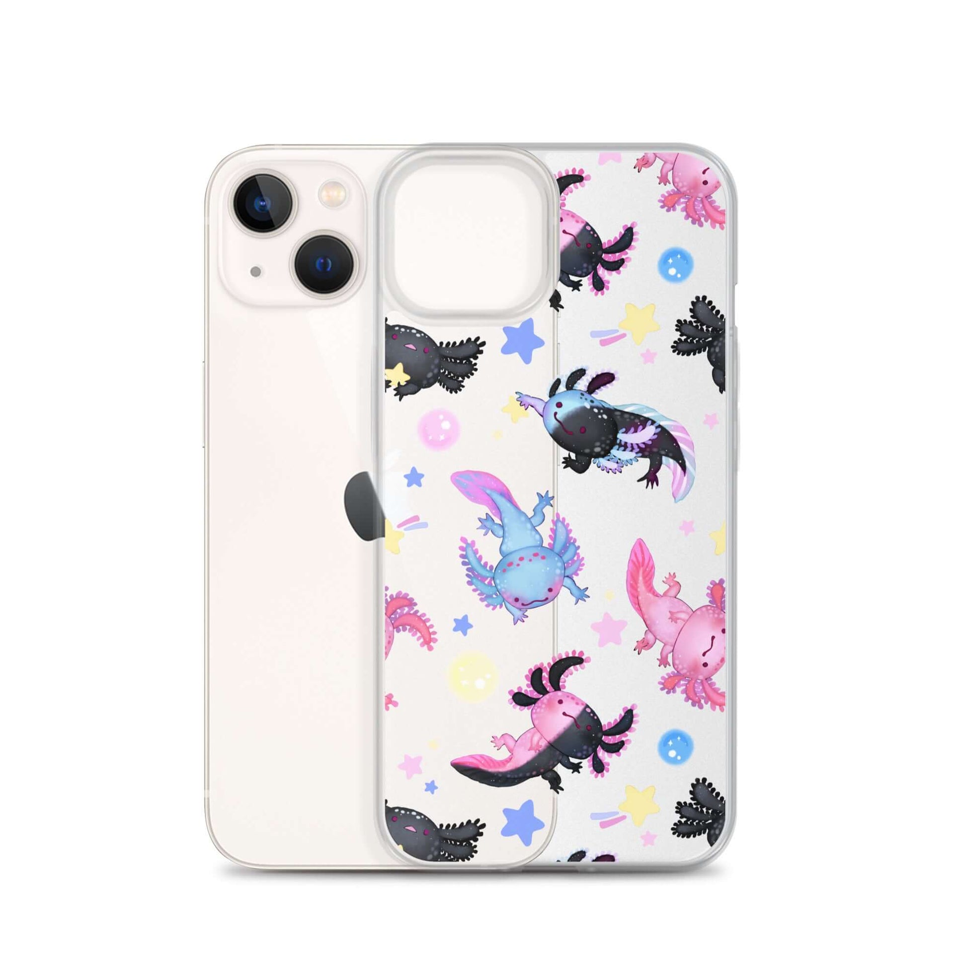 Stylish Axolotl iPhone® Clear Case featuring vibrant designs, protecting your phone from everyday wear and tear.