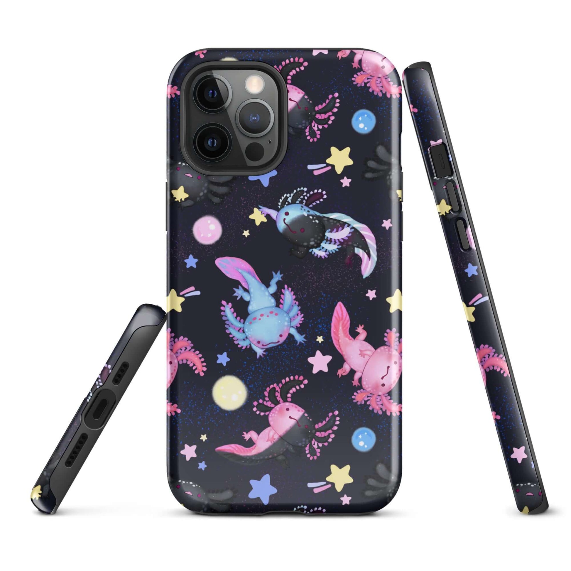 Colorful Axolotl iPhone® Tough Case featuring a durable design for stylish phone protection all year round.