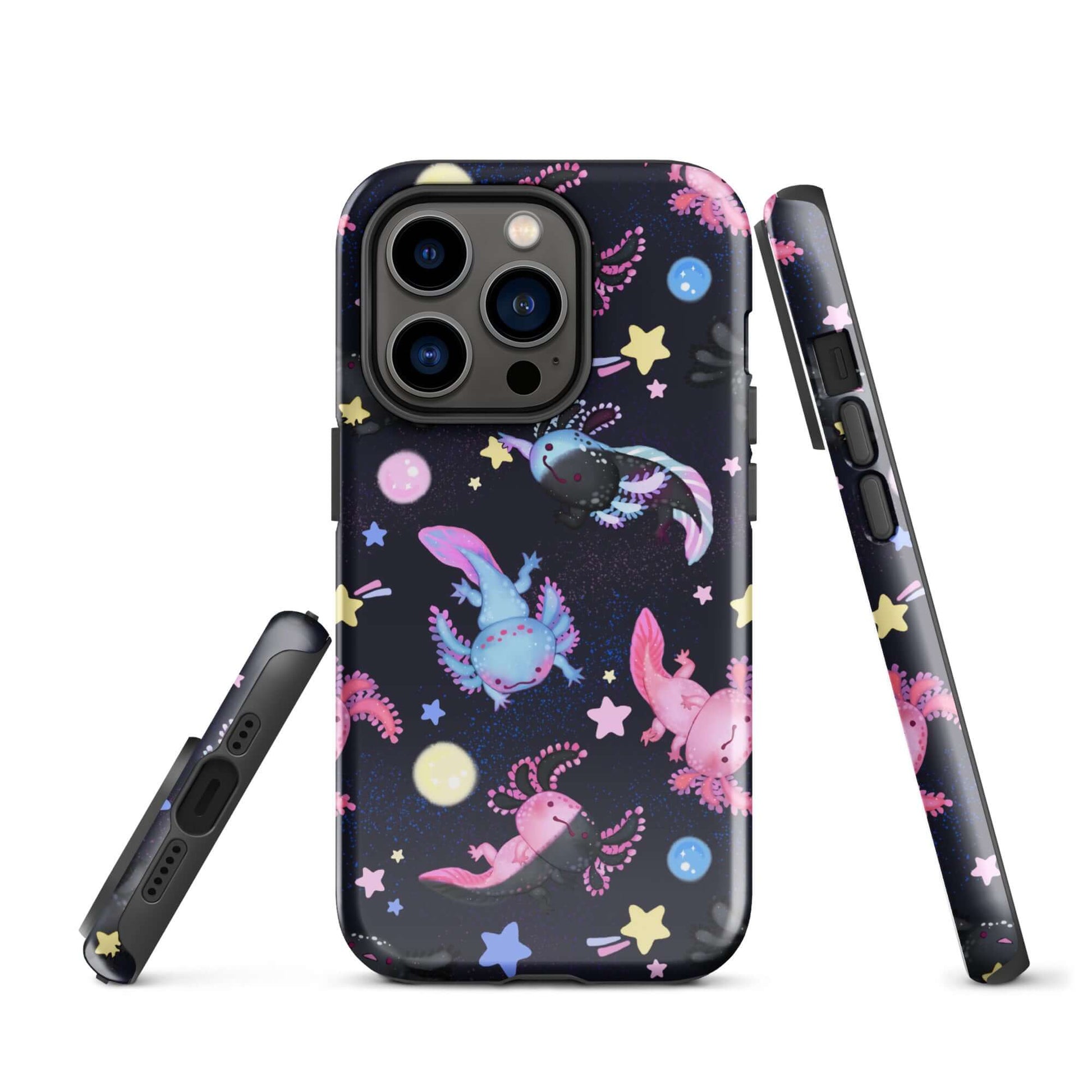 Colorful Axolotl iPhone® Tough Case features a durable design with a whimsical underwater theme for stylish protection.