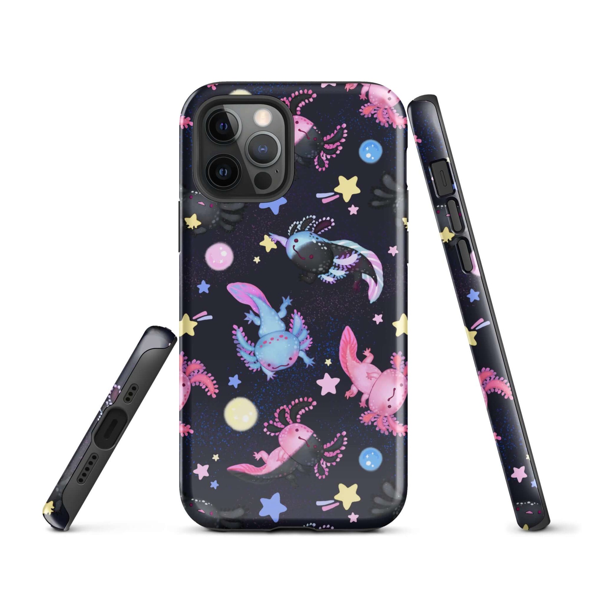 Colorful Axolotl iPhone® Tough Case featuring a durable design for style and protection, perfect for any phone.