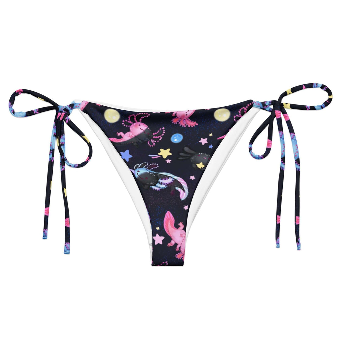 Bright and fun, the Axolotl String Bikini Bottom features a colorful design perfect for poolside relaxation.