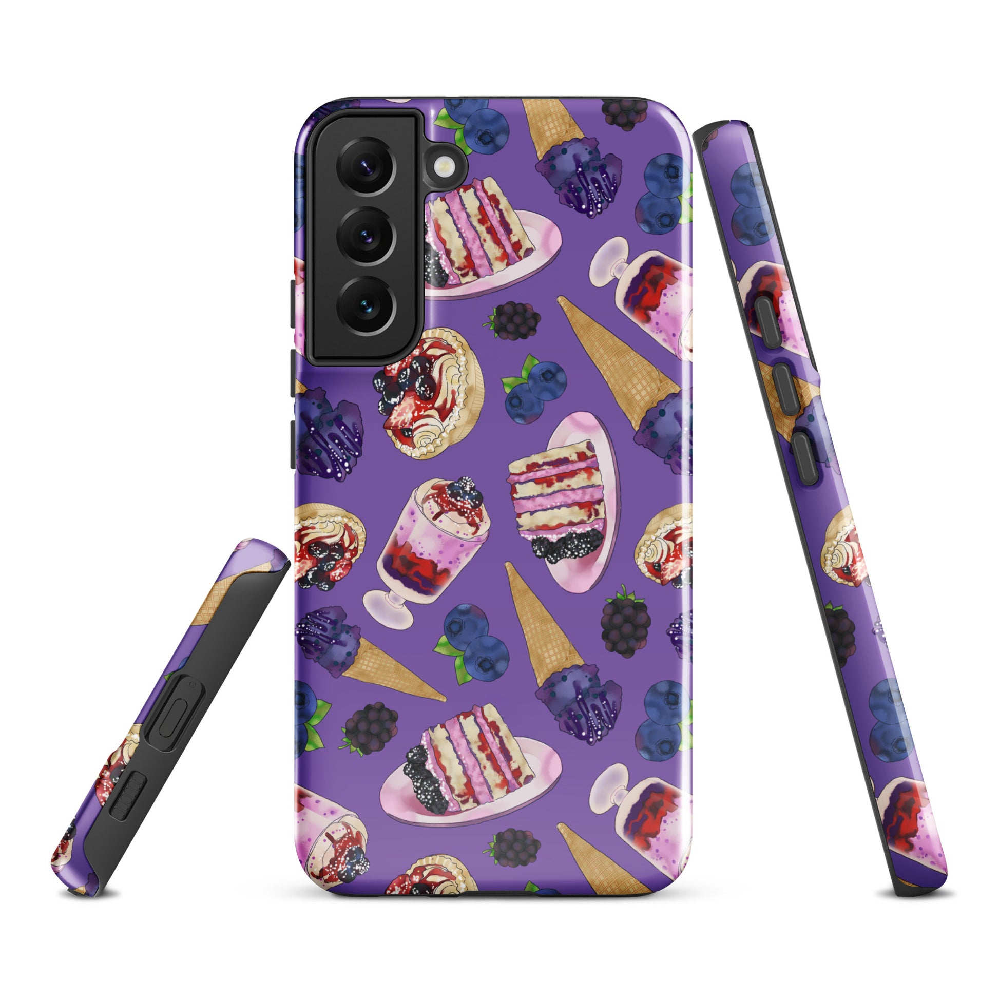 Stylish Berry Samsung® Tough Case featuring vibrant dessert designs for durable, impact-resistant phone protection.