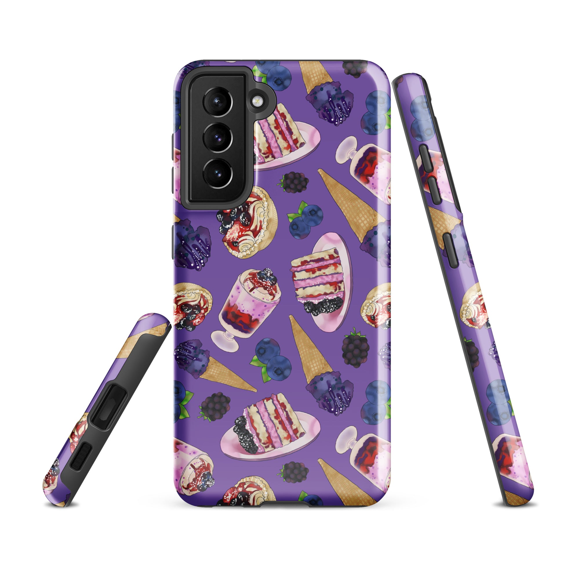 Stylish Berry Samsung® Tough Case featuring vibrant dessert graphics, ensuring durability and protection for your device.