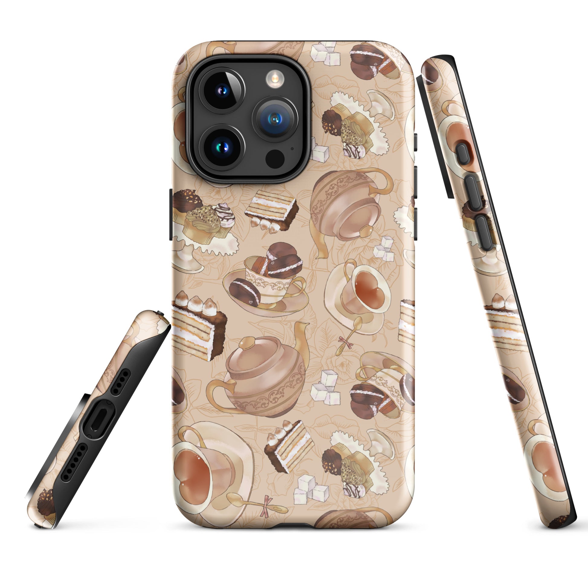 Stylish Café iPhone® Tough Case featuring a delightful dessert design, perfect for protecting your phone with flair.
