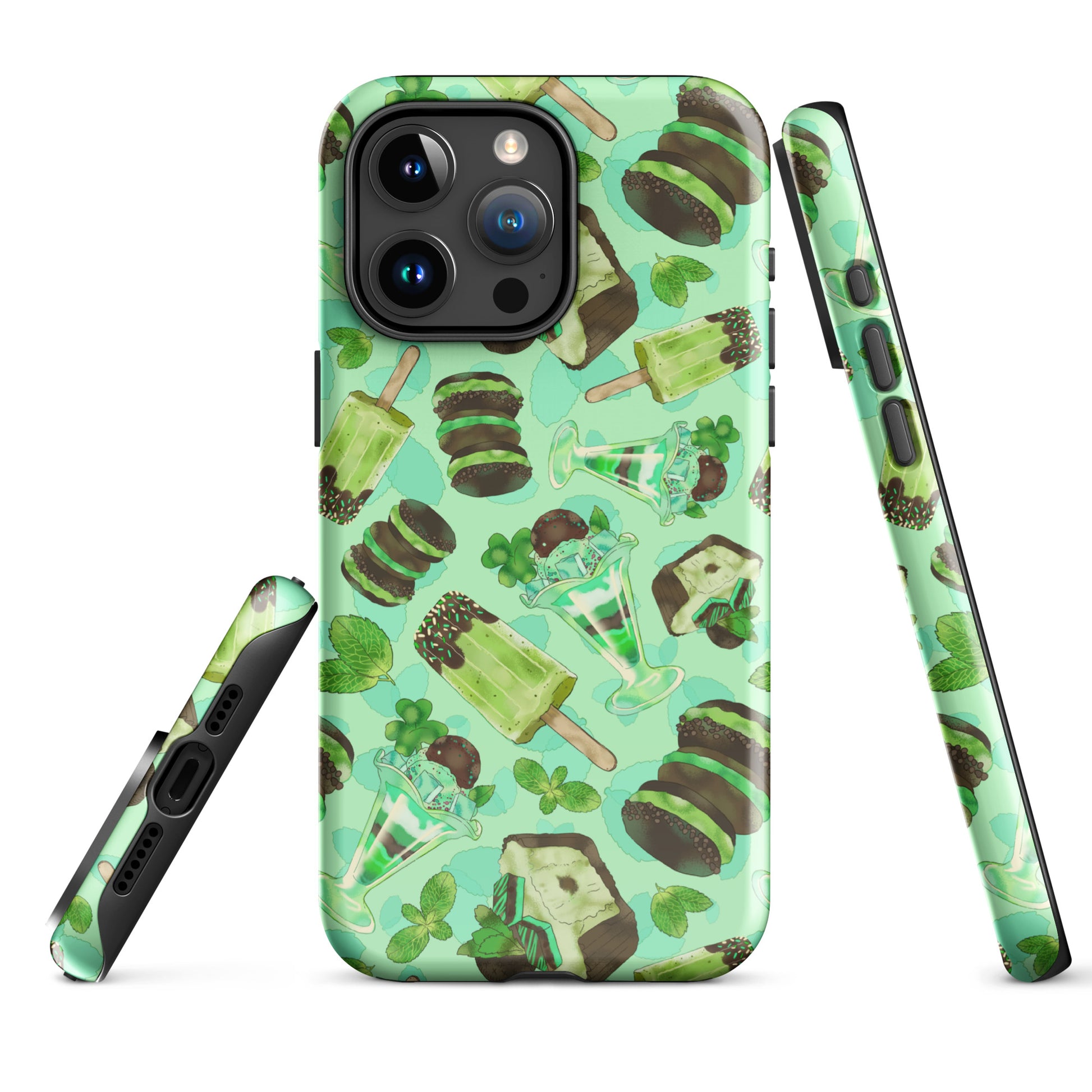 Stylish Choco Mint iPhone® Tough Case featuring a minty design for protection and fashion all year round.