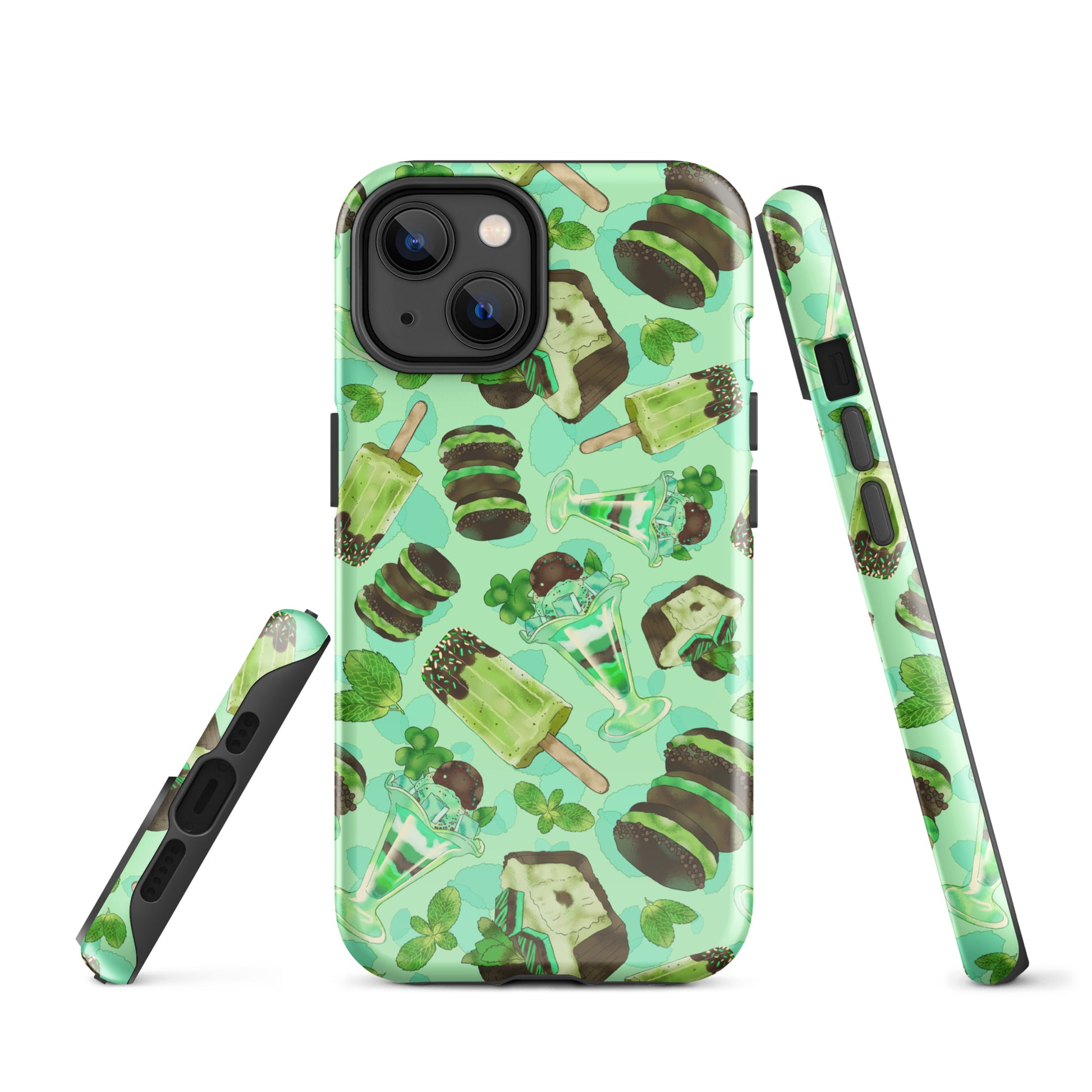 Choco Mint iPhone® Tough Case features a stylish design with dual-layer protection for ultimate phone safety.