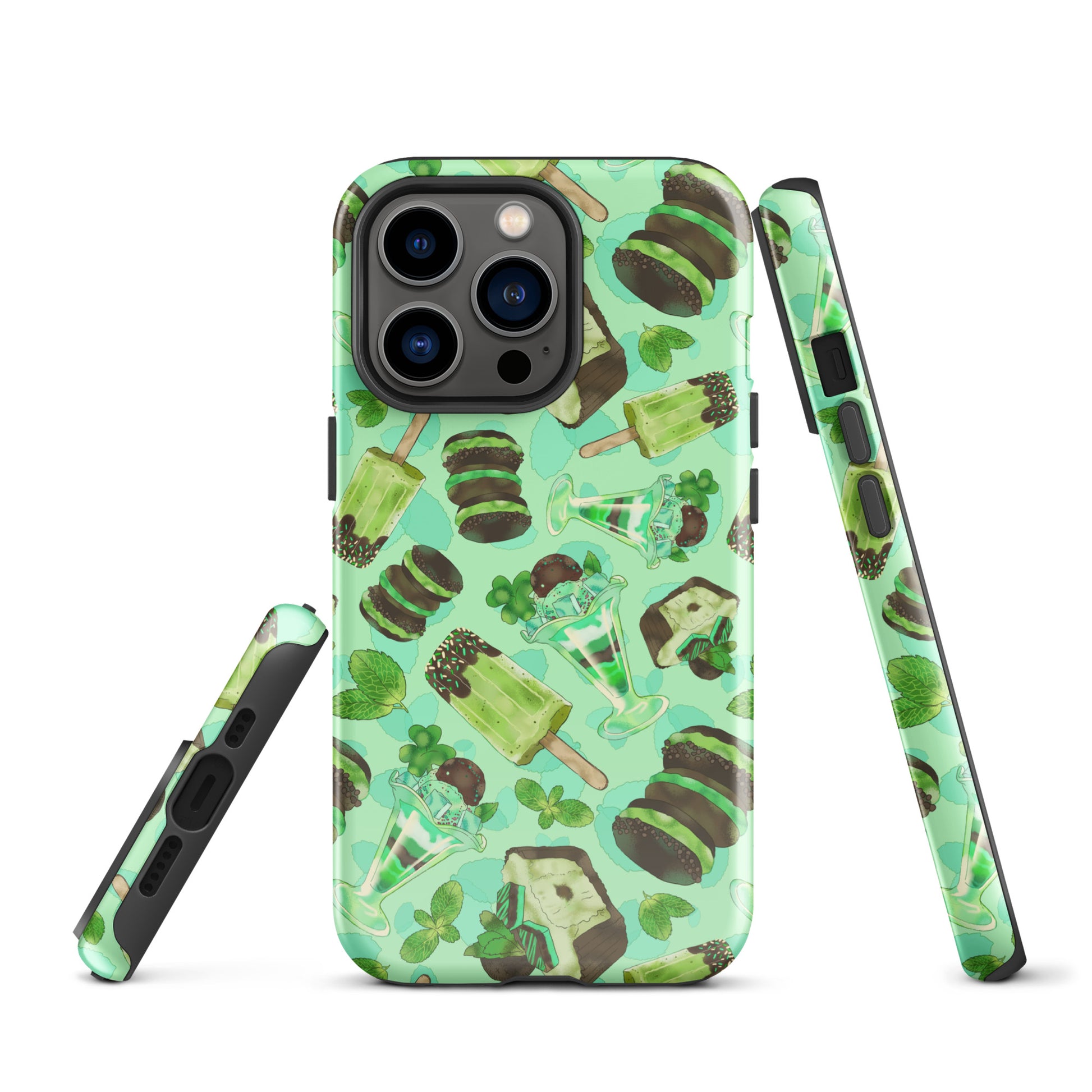 Choco Mint iPhone® Tough Case featuring a stylish mint green design, perfect for protection and fashion.