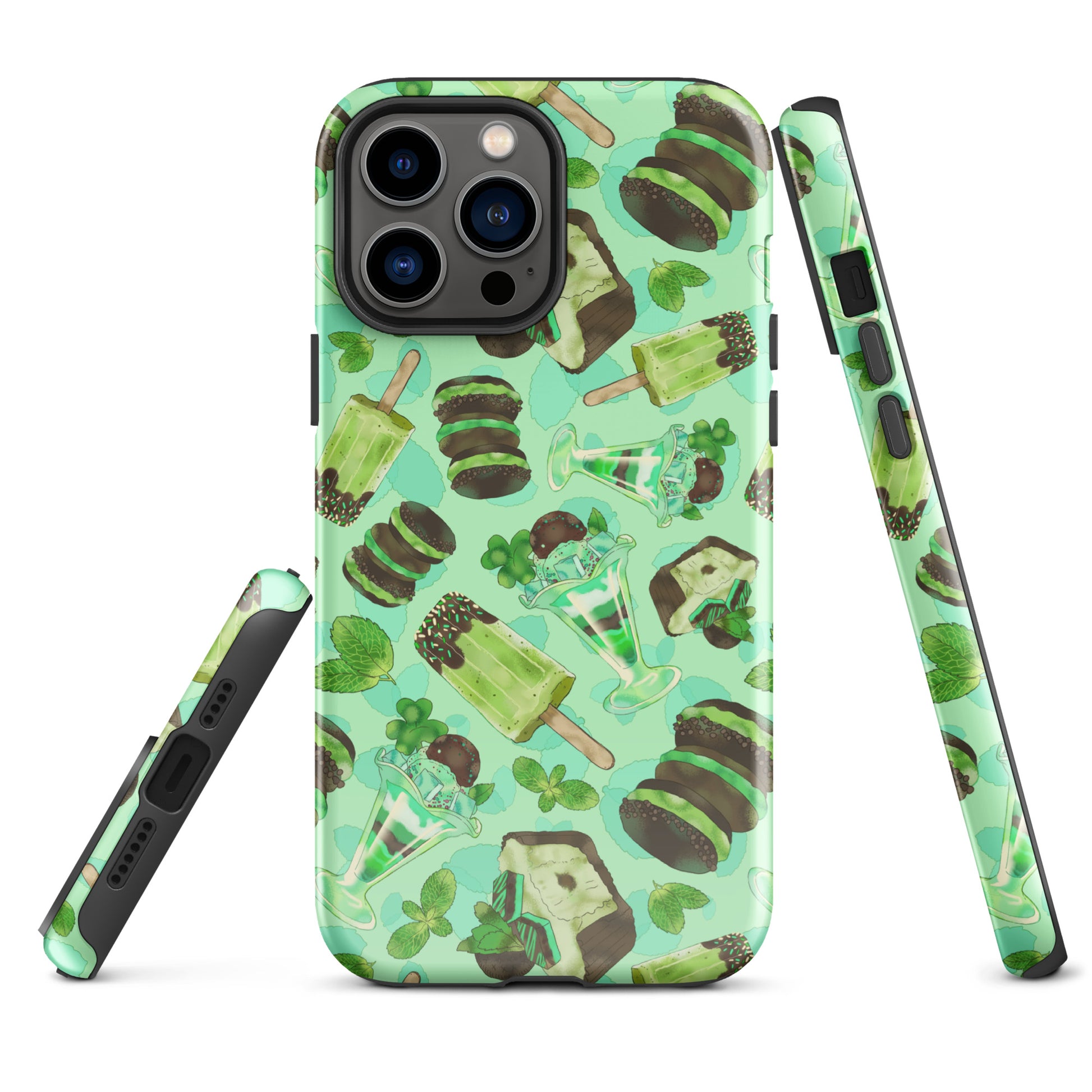 Choco Mint iPhone® Tough Case features a stylish mint design with durable dual-layer protection for your device.