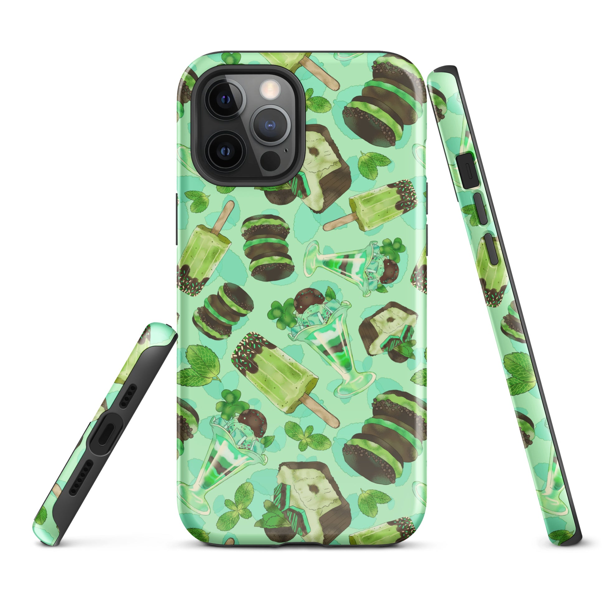 Choco Mint iPhone® Tough Case features a stylish mint design, ensuring your phone stays protected and fashionable.