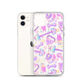 Sleek Glitter Gains iPhone® Clear Case featuring colorful gym-themed designs for ultimate protection and style.