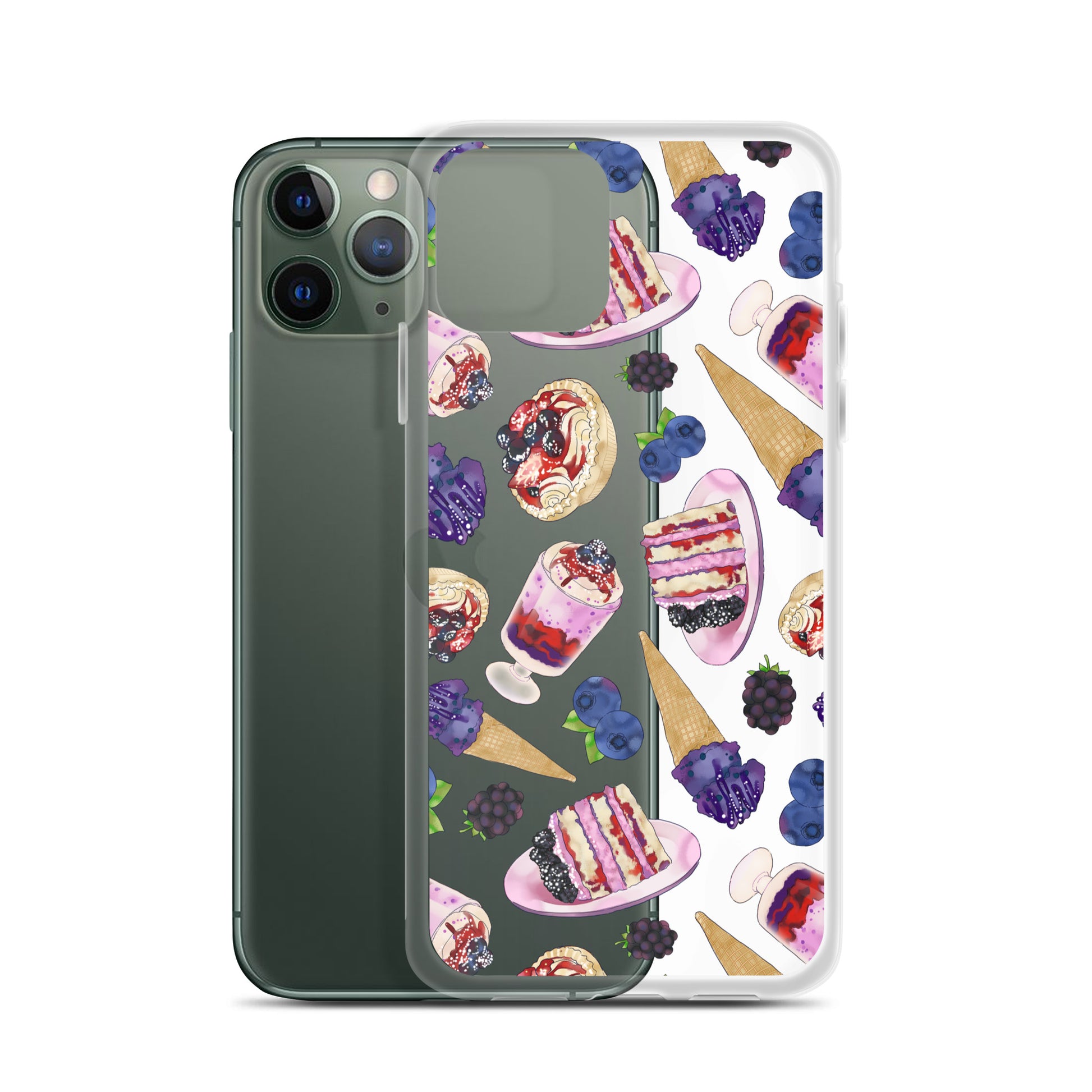 Sleek Berry iPhone® Clear Case with flexible sides and solid back, ensuring protection from scratches and dust.