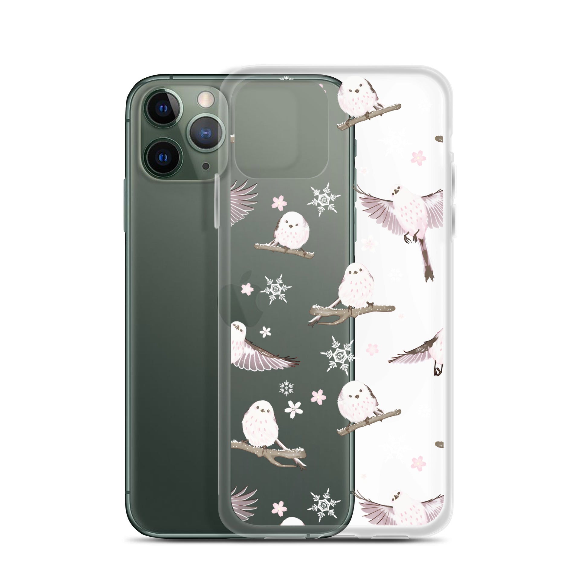 Sleek Snow Bird iPhone® Clear Case offers stylish protection against scratches and dirt, featuring flexible sides and precise openings.