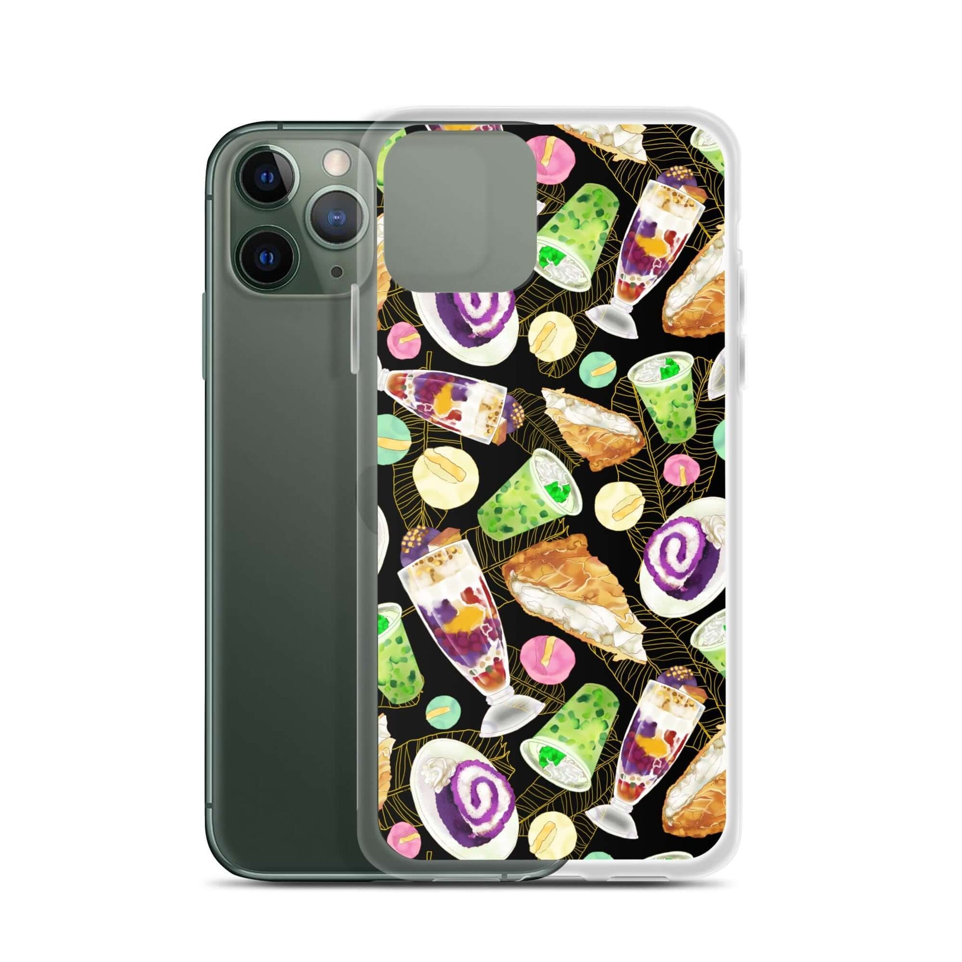 Stylish Filipino Dessert iPhone® Clear Case features colorful treats like ube rolls and halo-halo for sweet protection.