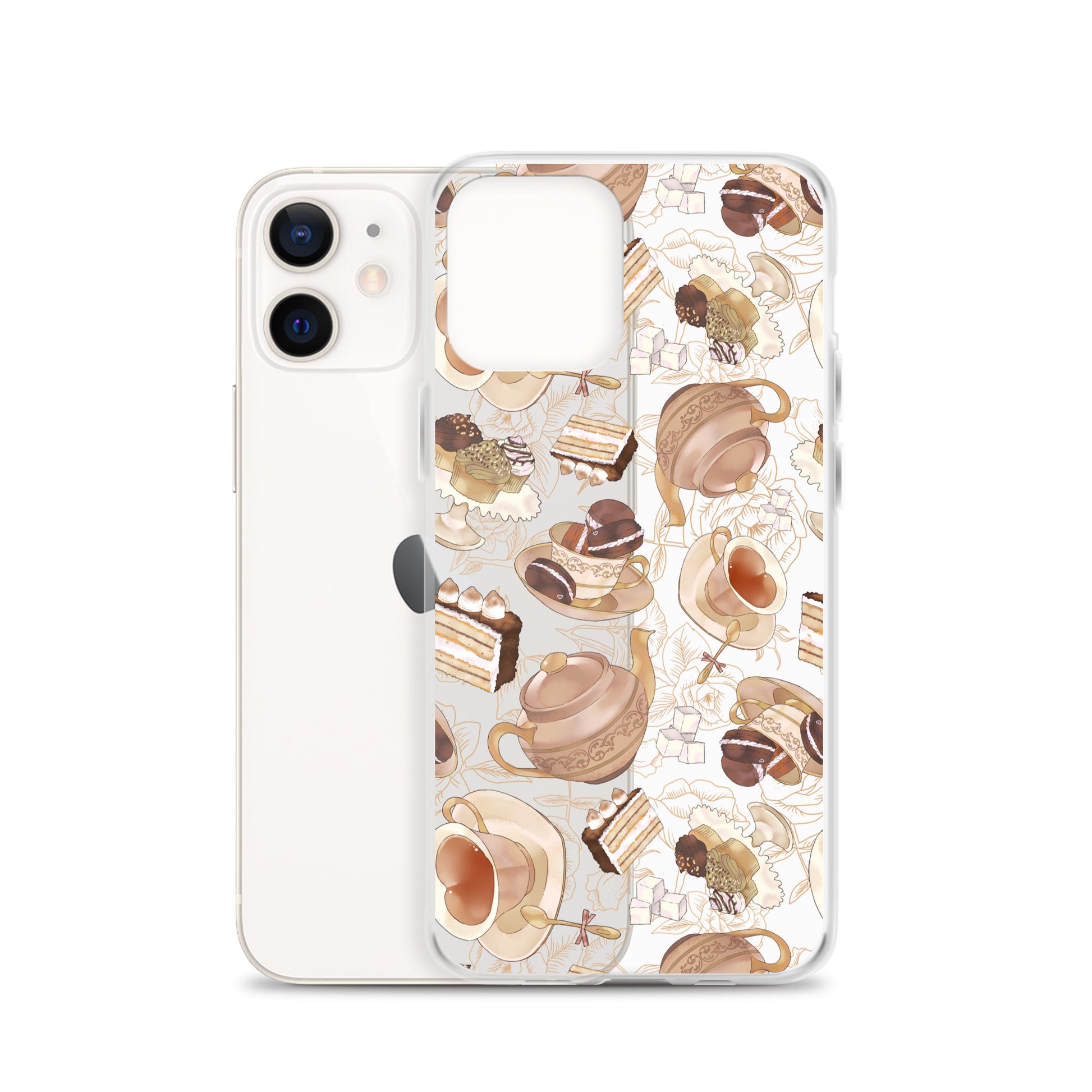 Café iPhone® Clear Case showcases a stylish design featuring delicious treats, perfect for any aesthetic.