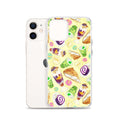 Colorful Filipino Dessert iPhone® Clear Case featuring ube rolls and halo-halo, perfect for food lovers.