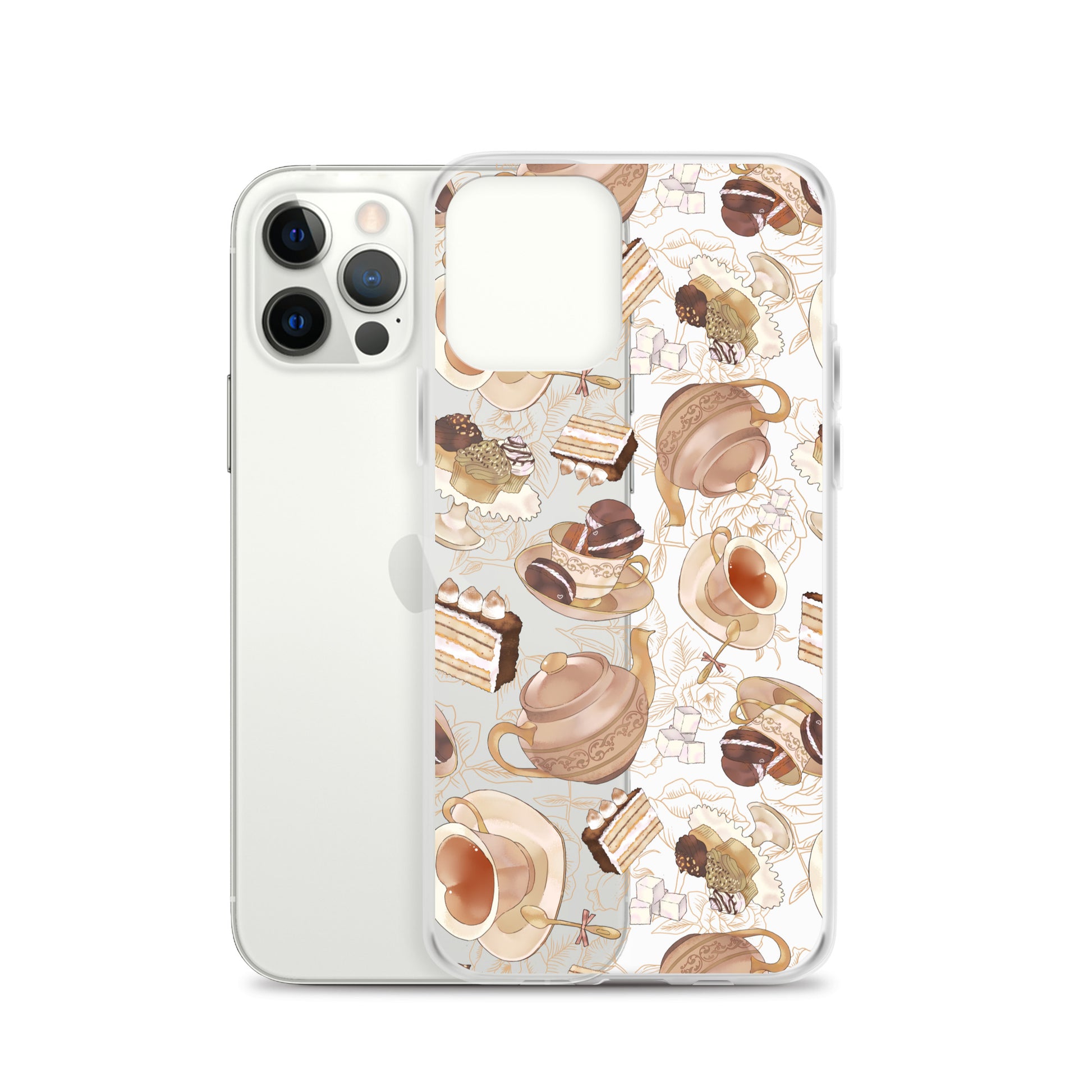 Café iPhone® Clear Case, featuring a stylish design with delicious treats, perfect for any outfit and aesthetic.