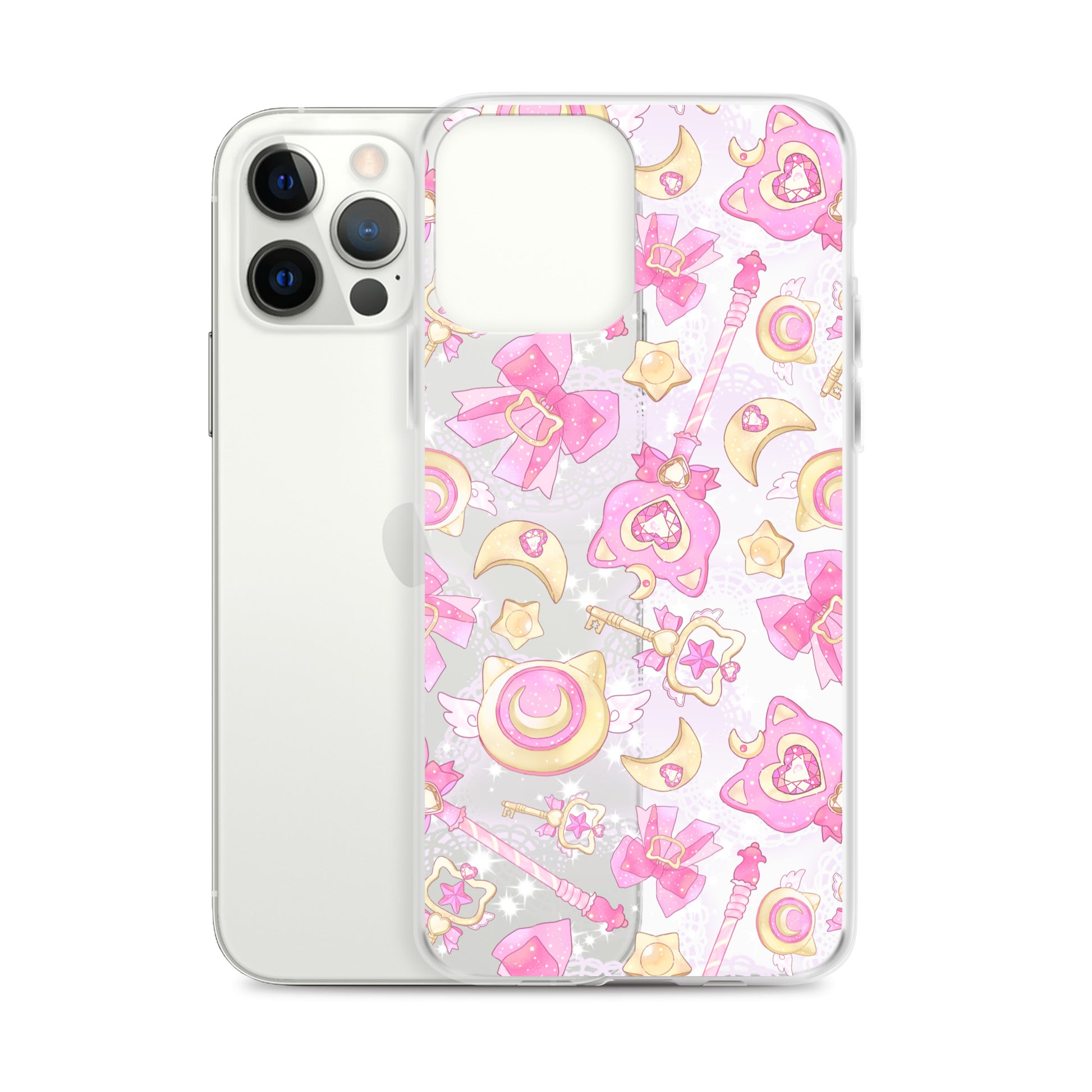 Sleek Magical Girl iPhone® Clear Case features cute magical motifs, perfect for protecting your tech in style.