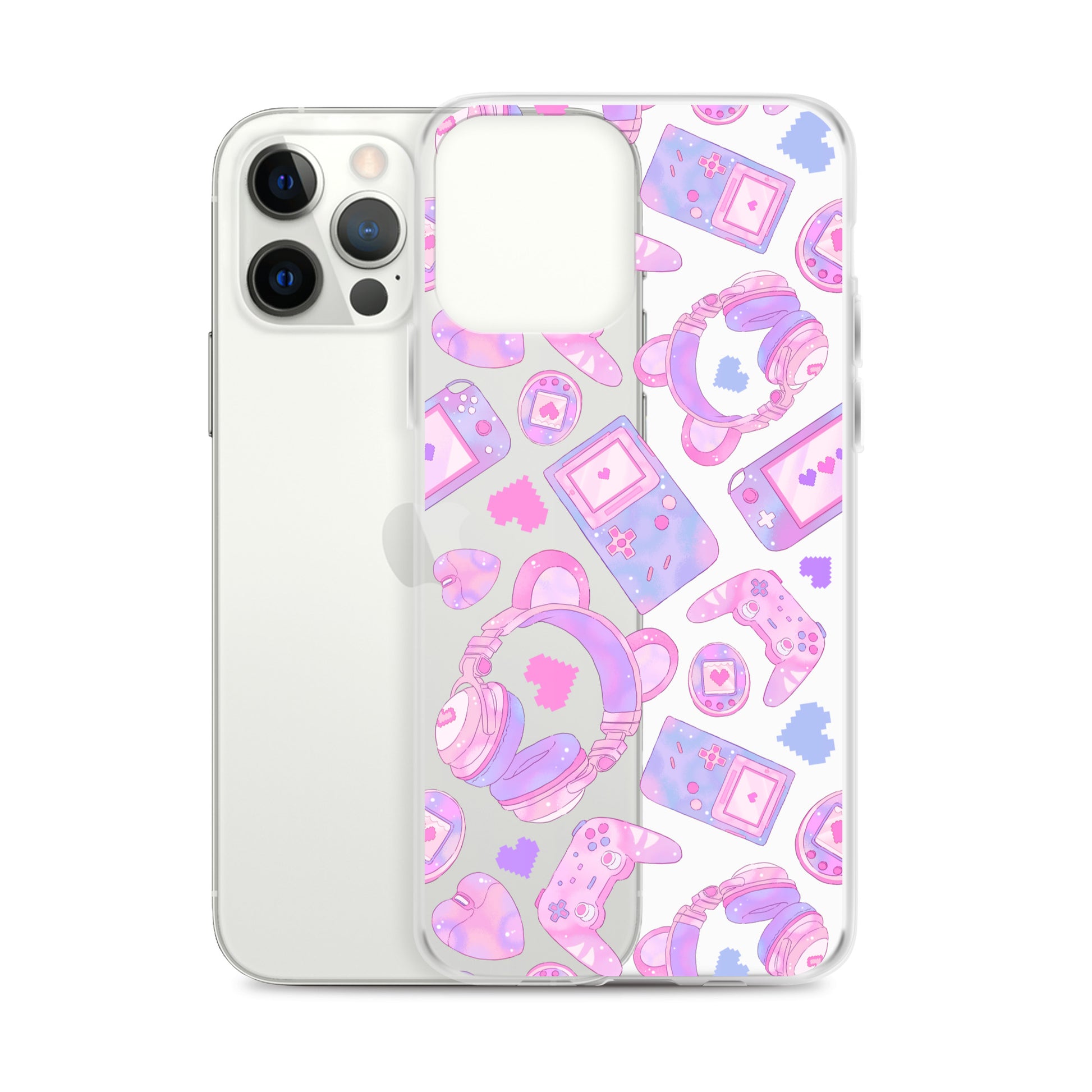Sleek Gamer Girl iPhone® Clear Case showcasing fun game-themed designs, perfect for stylish protection on the go.