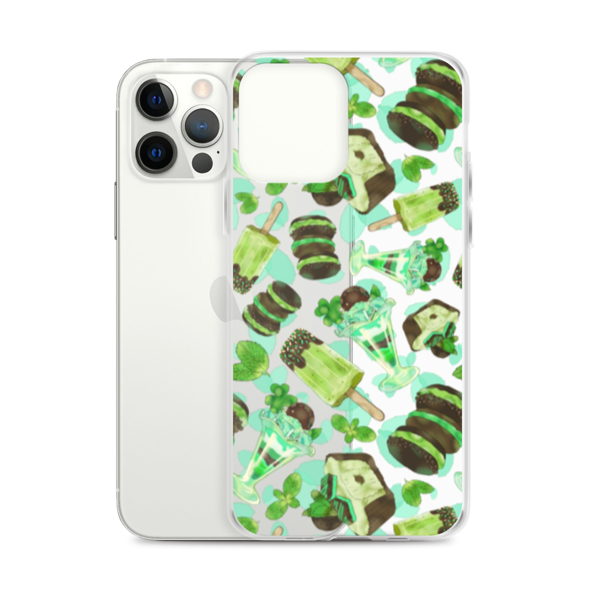 Choco Mint iPhone® Clear Case features a vibrant design, protecting your phone from scratches and dirt effortlessly.