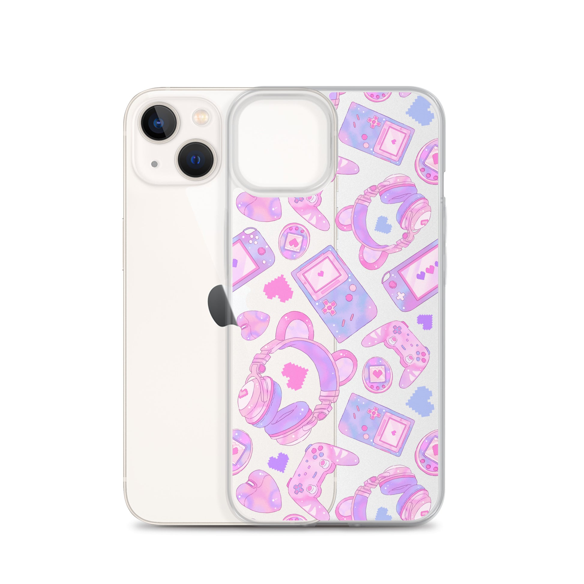 Stylish Gamer Girl iPhone® Clear Case with playful design, offering protection from scratches and easy access to ports.