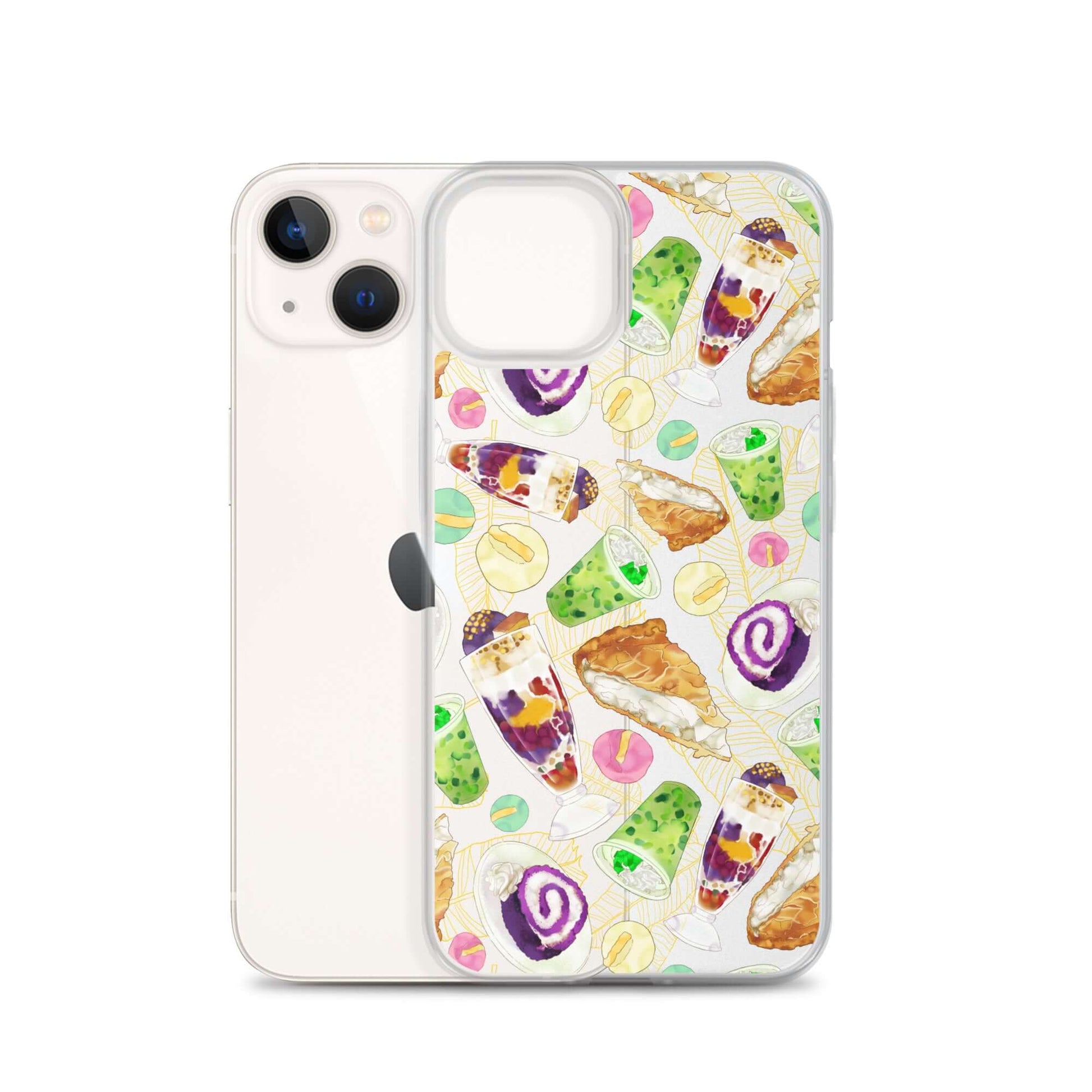 Showcase your love for sweets with the Filipino Dessert iPhone® Clear Case featuring vibrant ube rolls and halo-halo treats.