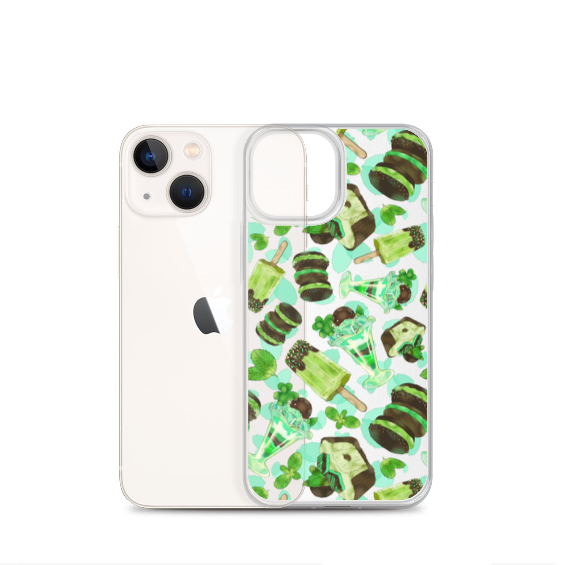 Choco Mint iPhone® Clear Case featuring a colorful design for protection against scratches and dust. Perfect for style!