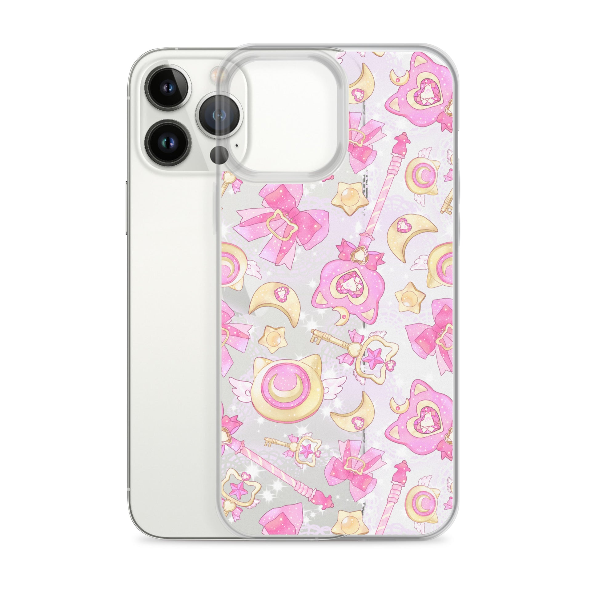 Protect your phone in style with the Magical Girl iPhone® Clear Case, featuring a whimsical design of magic wands and stars.