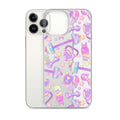 Sleek Glitter Gains iPhone® Clear Case featuring a colorful design, offering protection from scratches and dirt.
