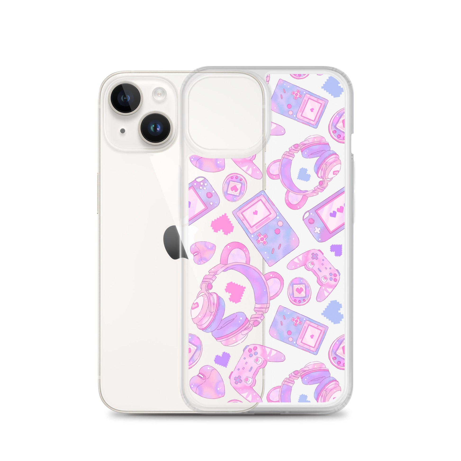 Gamer Girl iPhone® Clear Case with cute gaming graphics, offering sleek protection from scratches and dust.