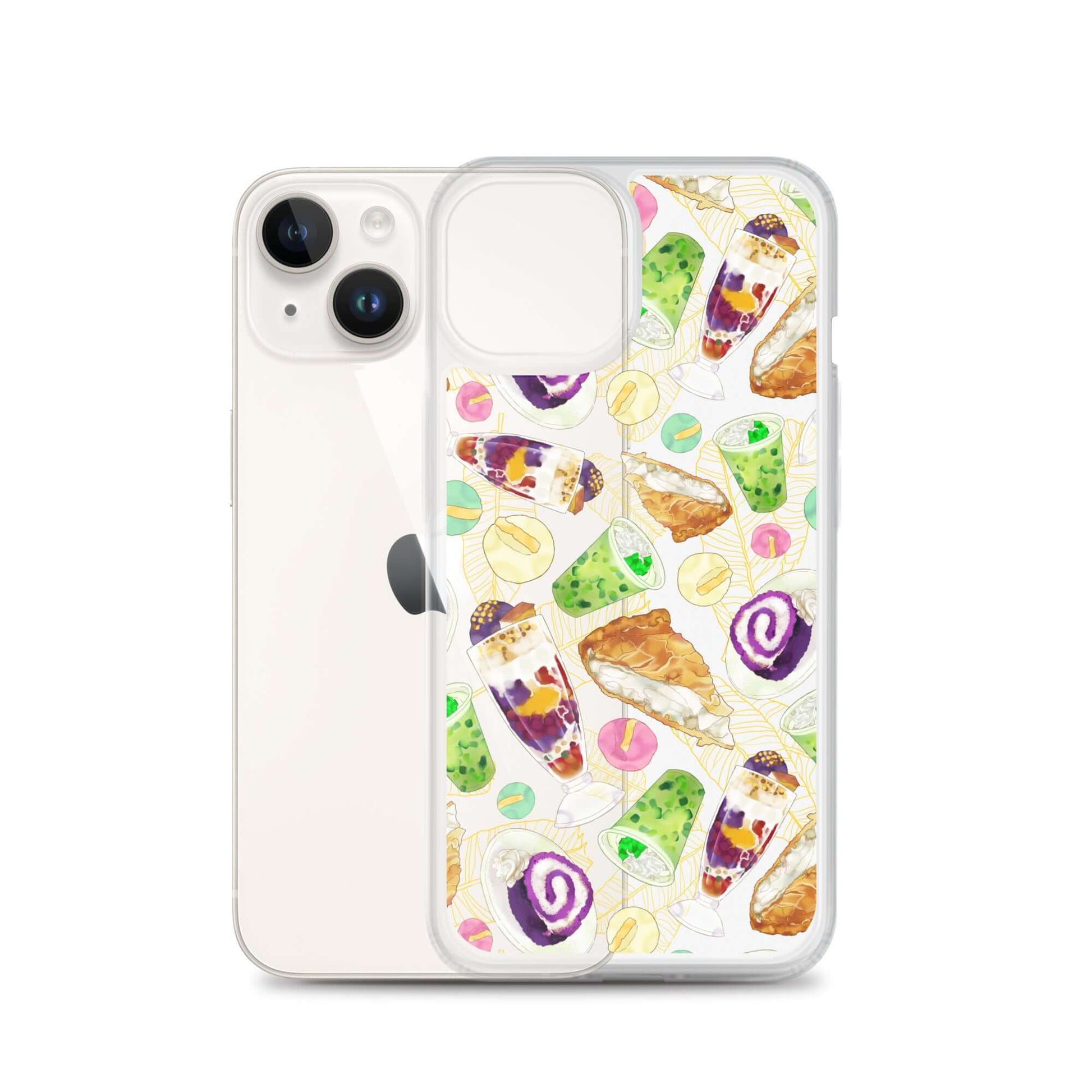 Showcase your style with the Filipino Dessert iPhone® Clear Case featuring delightful ube rolls and halo-halo.
