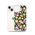 Filipino Dessert iPhone® Clear Case featuring colorful ube rolls and halo-halo, perfect for sweet tooth enthusiasts.