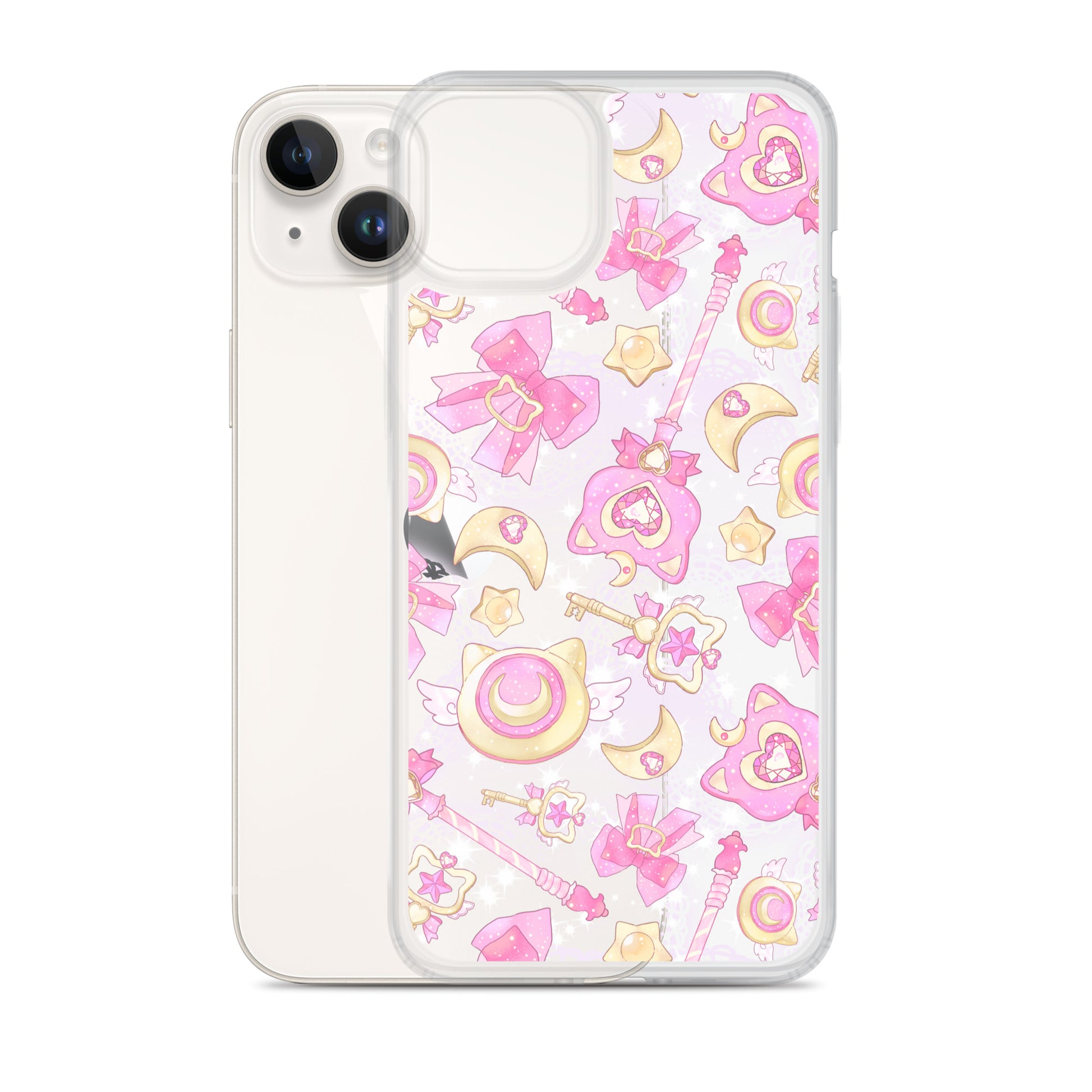 Stylish Magical Girl iPhone® Clear Case featuring cute motifs, perfect for keeping your phone protected and magical!