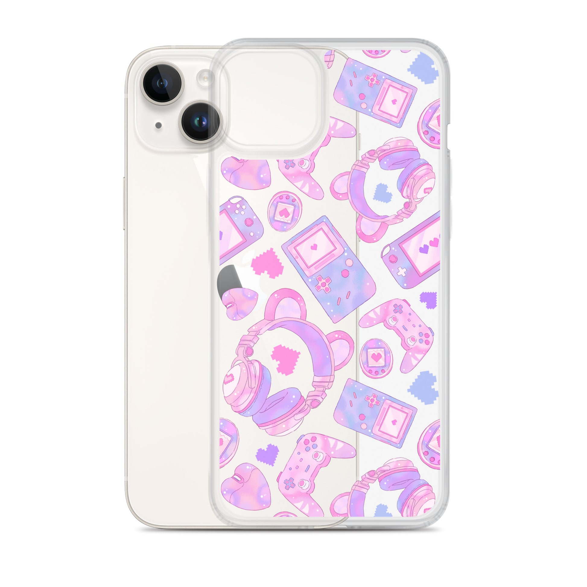Stylish Gamer Girl iPhone® Clear Case with playful graphics, offering protection from scratches and easy access to ports.