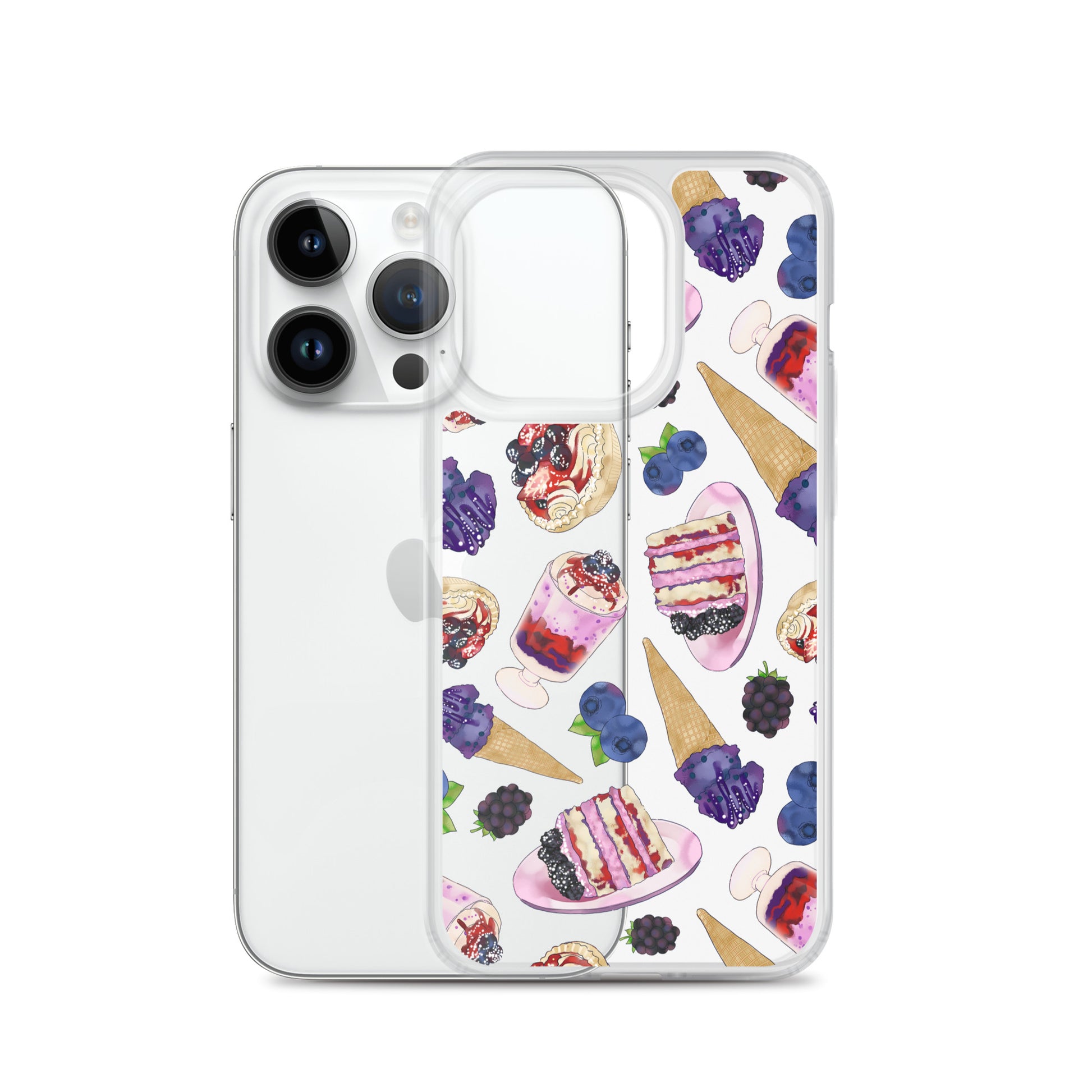 Sleek Berry iPhone® Clear Case featuring a playful design, providing protection from scratches and dust.