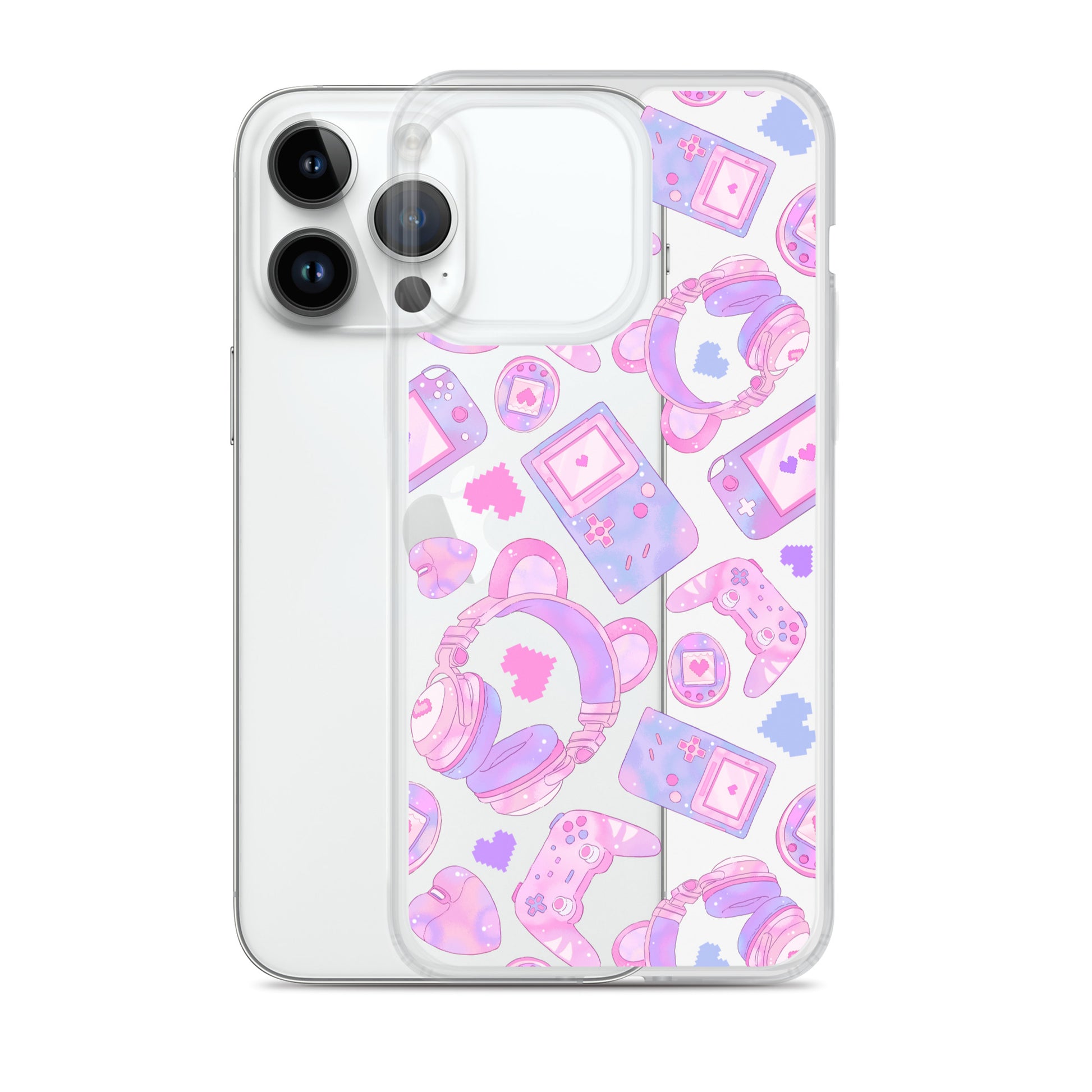 Gamer Girl iPhone® Clear Case featuring a playful design, protecting from scratches and dirt while showcasing style.